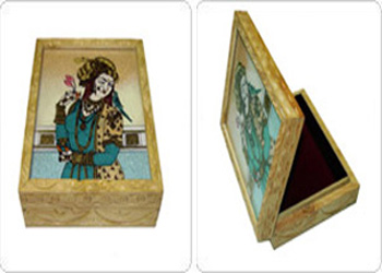 Engraved Wooden Box with Hand Painting